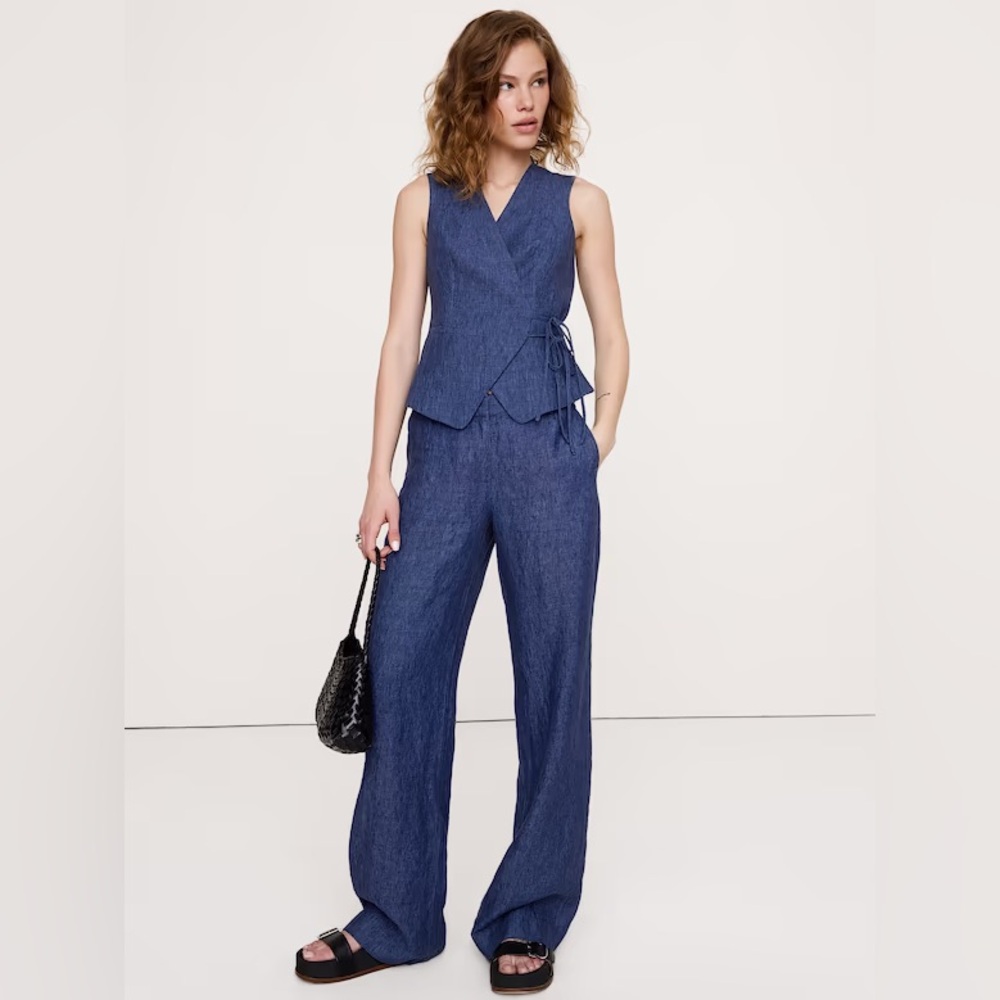 NEW! Banana Republic The Everyday Wide-Leg Pant in Linen- Small Petite 🖤
